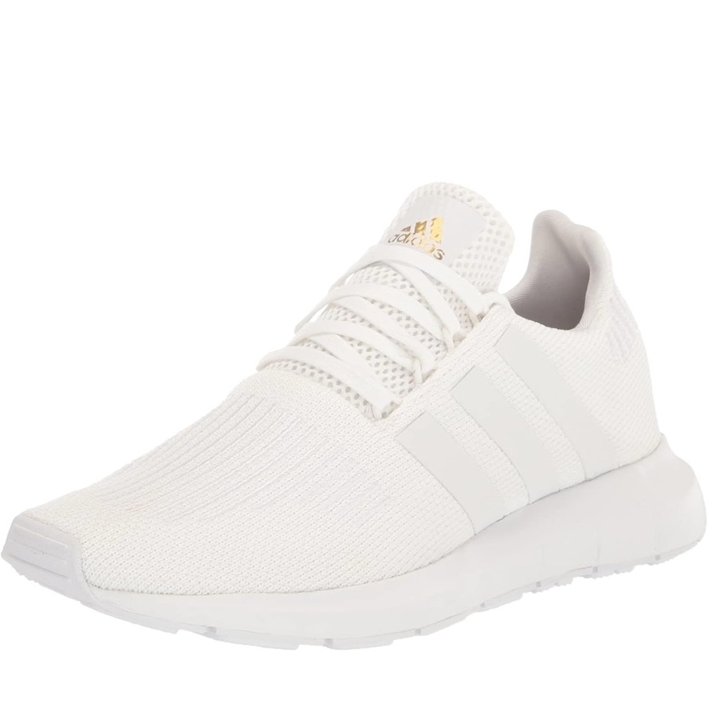 Adidas White Running Shoes with Gold Accent